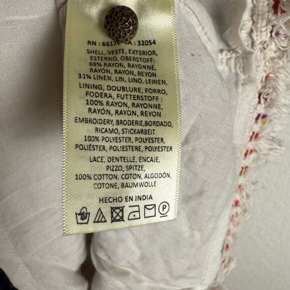 Anthropologie Akemi + Kin Reagan White Boho Embroidered Shift Mini Dress Size 0 - Picture 13 of 14